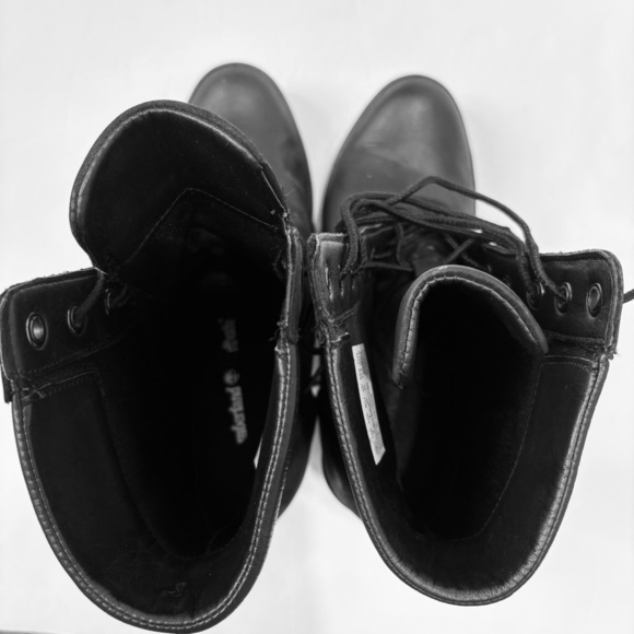 Timberland Allington Mid Lace-Up Block High Heel Black Leather Preppy Boot - Picture 11 of 15